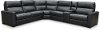 Navy Blue Leather-Match Power Reclining Sectional Sofa - Angler