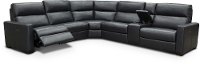Navy Blue Leather-Match Power Reclining Sectional Sofa - Angler-2