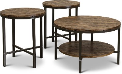 Rustic Round Coffee Table Set - Sedona