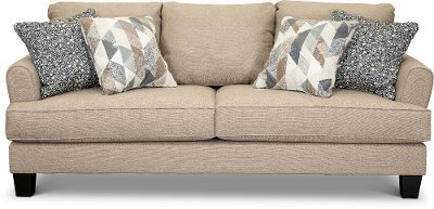 Casual Contemporary Linen Beige Sofa - Bryn