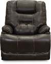 Walnut Brown Leather-Match Lay-Flat Power Recliner - Bonanza