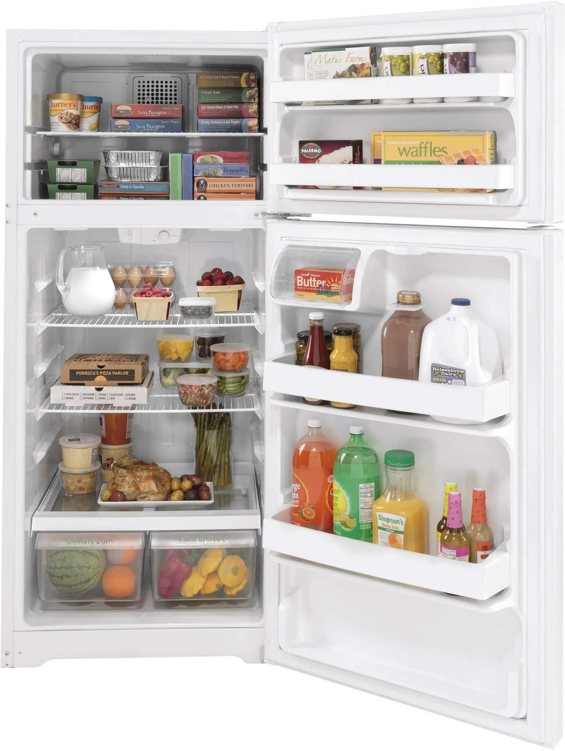 GTS17DTNRWW GE 16.6 cu ft Top Freezer Refrigerator - 28 W White-2