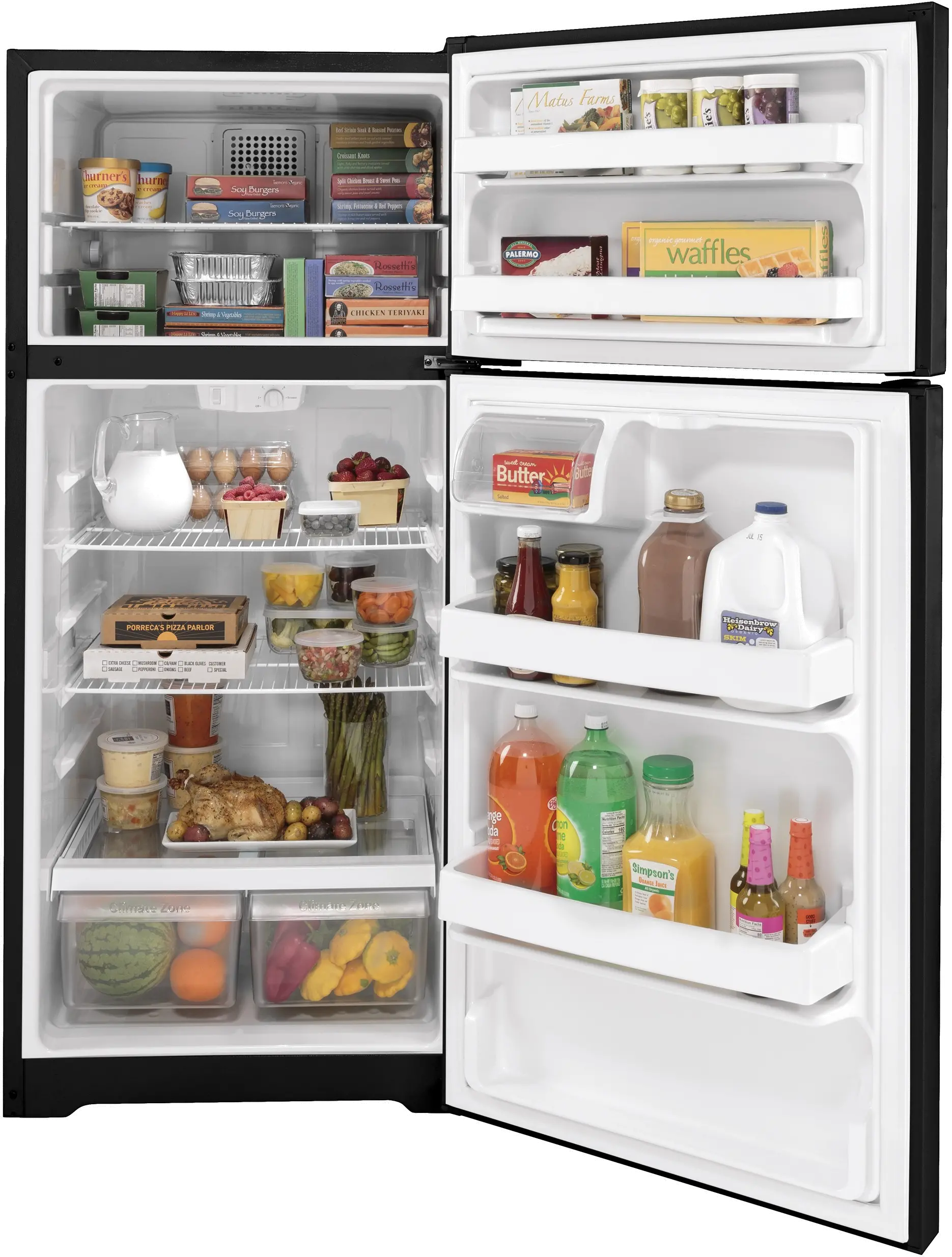 GTS17DTNRBB GE 16.6 cu ft Top Freezer Refrigerator - 28 W Black-2