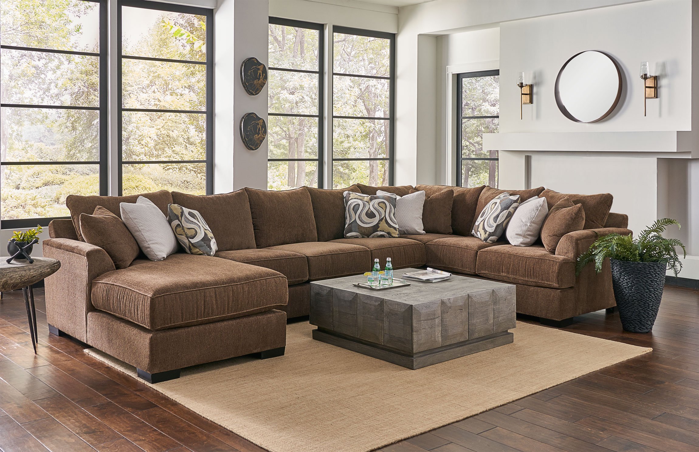 Brown 3 Piece Sectional Sofa with LAF Chaise - Tranquility-2