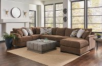 Brown 3 Piece Sectional Sofa with RAF Chaise - Tranquility-2