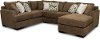 Brown 3 Piece Sectional with Armless Loveseat and RAF Chaise - Tranquility