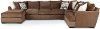 Brown 3 Piece Sofa Bed Sectional with LAF Chaise - Tranquility