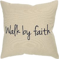 Canvas Walk By Faith Throw Pillow with Black Script