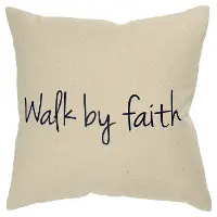 Canvas Walk By Faith Throw Pillow with Black Script