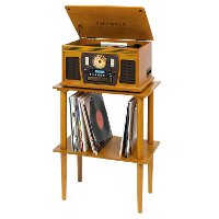 Victrola Wooden Stand with Record Holder - Oak-2