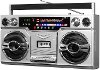 Victrola 1980's Bluetooth Boombox with Cassette Player and AM/FM Radio - Silver