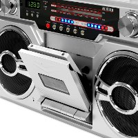 Victrola 1980's Bluetooth Boombox with Cassette Player and AM/FM Radio - Silver-2