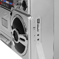 Victrola 1980's Bluetooth Boombox with Cassette Player and AM/FM Radio - Silver-3