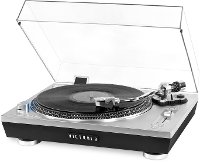 Pro Series USB Record Player with 2-Speed Turntable and Dust Cover - Silver