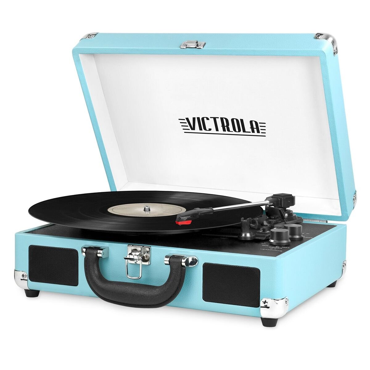 Bluetooth Suitcase Record Player - Teal-1