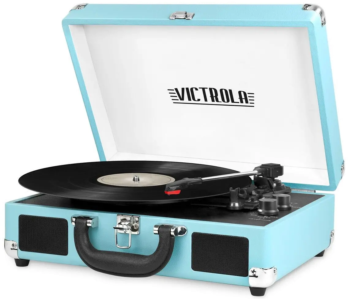 Bluetooth Suitcase Record Player - Teal-1