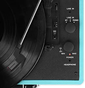 Bluetooth Suitcase Record Player - Teal-2