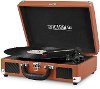 Bluetooth Suitcase Record Player - Cognac