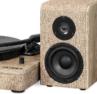 Wood and Linen Fabric Bluetooth Record Player-2
