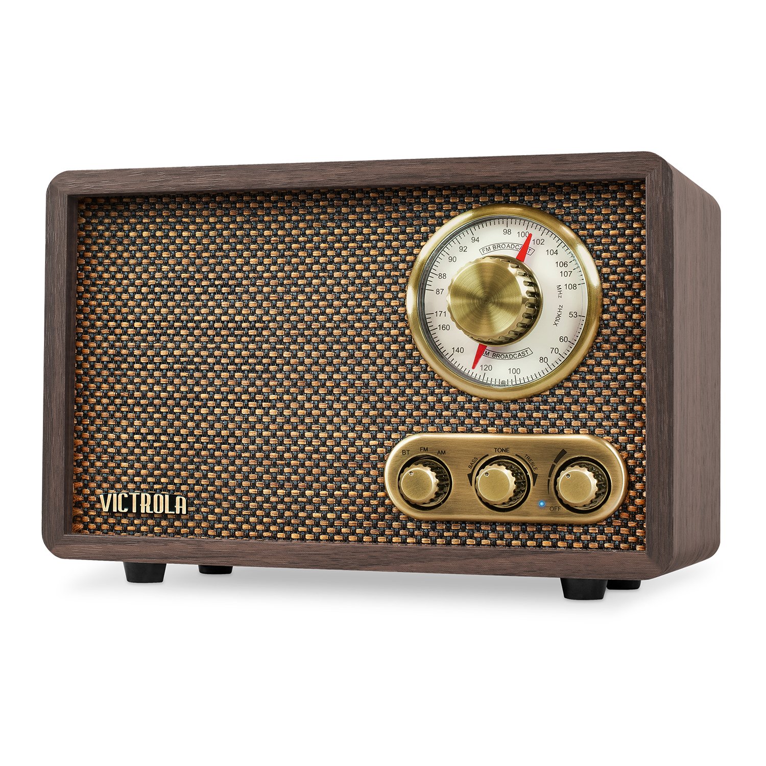 Retro Wood Bluetooth FM/AM Radio with Rotary Dial-1