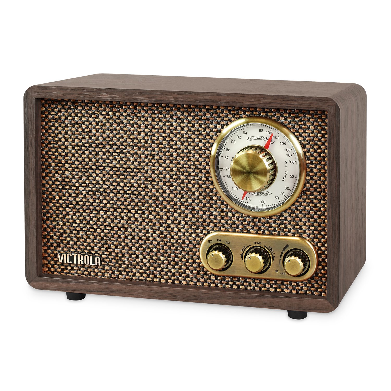 Retro Wood Bluetooth FM/AM Radio with Rotary Dial-2