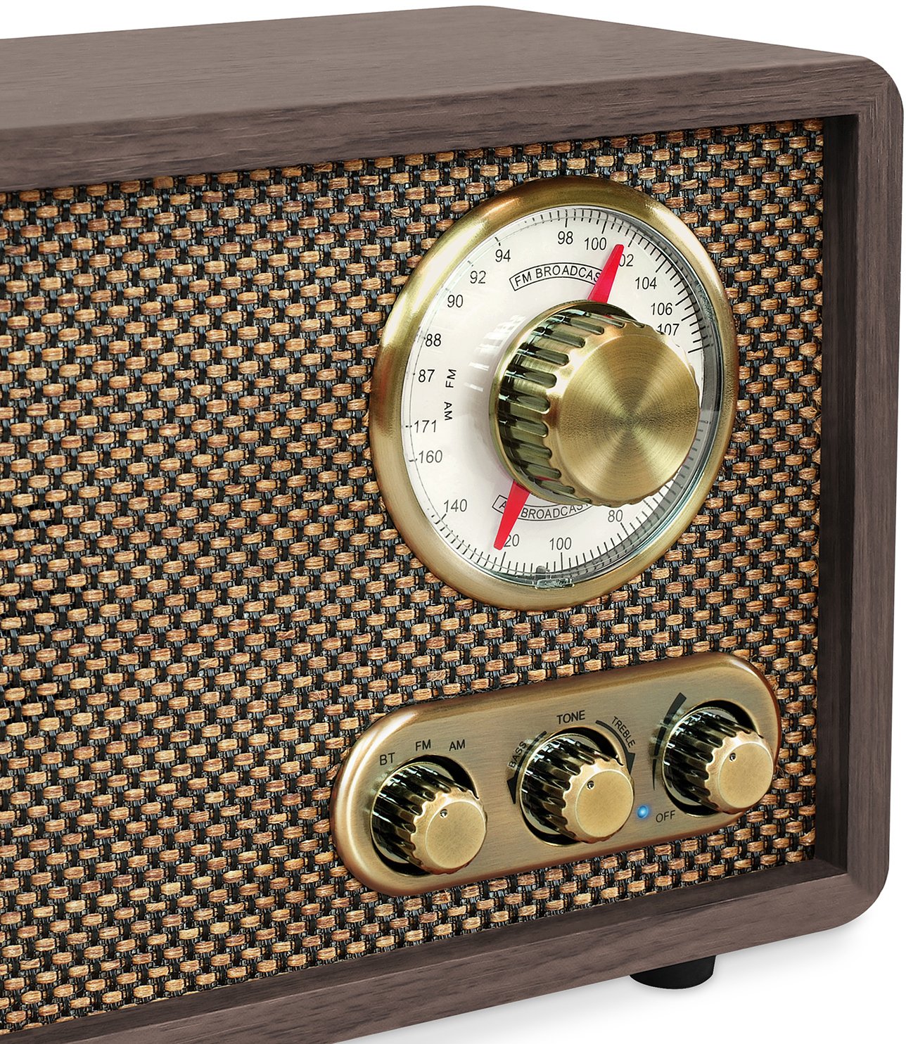 Retro Wood Bluetooth FM/AM Radio with Rotary Dial-3
