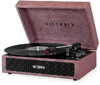 Suitcase Record Player - Dusty Rose Lambskin