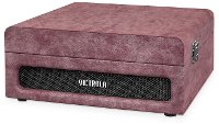 3-in-1 Bluetooth Suitcase Record Player - Dusty Rose Lambskin-2