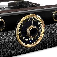 Victrola Wood Mid Century Bluetooth Record Player with Radio-3