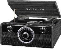 Victrola Wood Mid Century Bluetooth Record Player with Radio