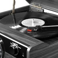 Victrola Wood Mid Century Bluetooth Record Player with Radio-2