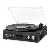 Victola All-in-1 Bluetooth Record Player with Built in Speakers - Black-2