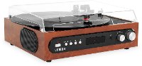 Mahogany Record Player with Built-in Speaker