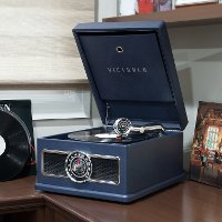 Victrola Nostalgic Bluetooth Record Player with CD, Radio, and Record Storage-2
