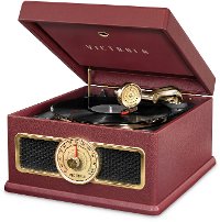 Victrola Nostalgic Bluetooth Record Player with CD, Radio, and Record Storage