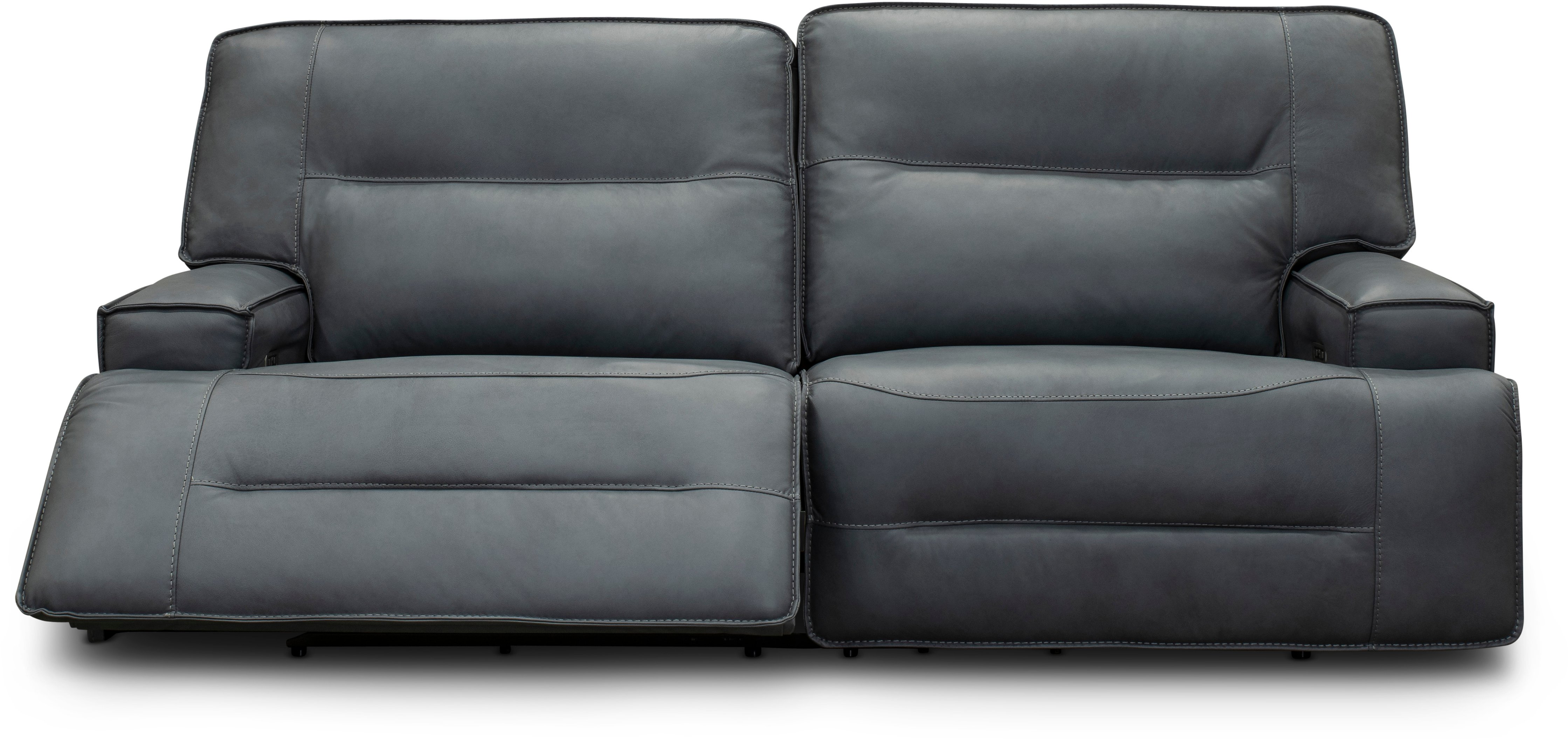 Luxe Sky Gray Leather-Match Power Reclining Sofa with Adjustable Lumbar - Rockies-1