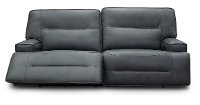 Luxe Sky Gray Leather-Match Power Reclining Sofa with Adjustable Lumbar - Rockies