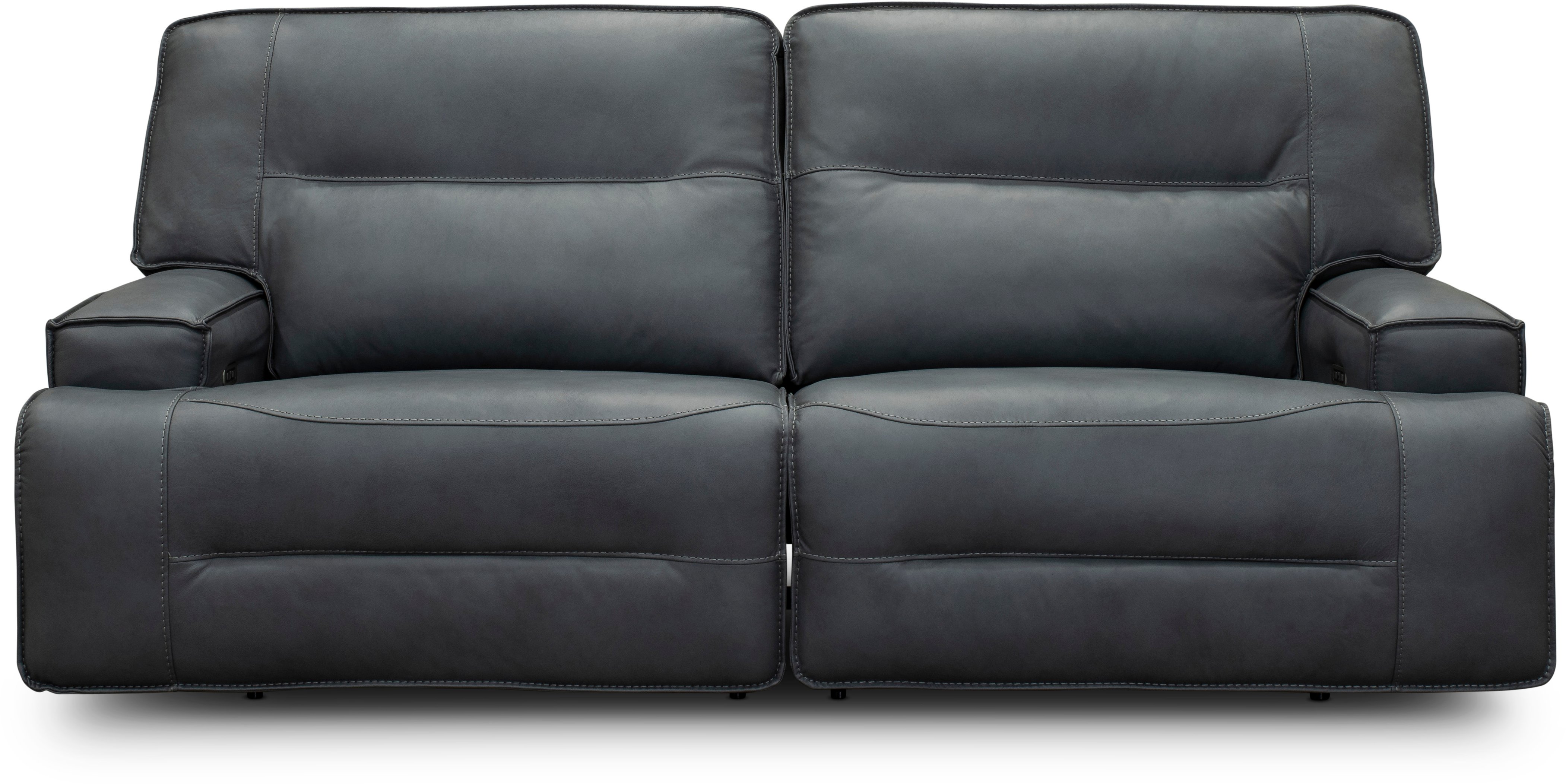 Luxe Sky Gray Leather-Match Power Reclining Sofa with Adjustable Lumbar - Rockies-2