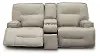 Rockies Beige Power Reclining Console Loveseat with Adjustable Lumbar