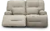 Rockies Beige Power Reclining Loveseat with Adjustable Lumbar