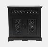 Antique Black Hand Carved Accent Cabinet with Two Doors