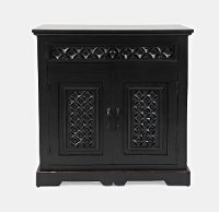 Antique Black Hand Carved Accent Cabinet with Two Doors