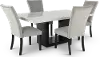 Valentino Marble 5 Piece Dining Room Set with Gray Velvet Chairs