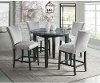 Clearance Dark Gray Marble Round 3 Piece Counter Height Dining Set - Francesca