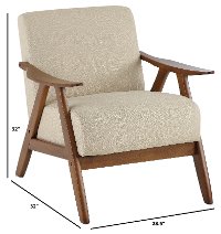 Light Brown Modern Accent Chair with Exposed Wood Frame - Damala-4