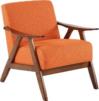 Orange Modern Accent Chair with Exposed Wood Frame - Damala