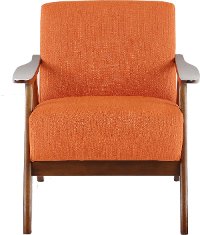 Orange Modern Accent Chair with Exposed Wood Frame - Damala-2