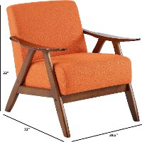 Orange Modern Accent Chair with Exposed Wood Frame - Damala-3