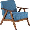 Modern Blue Accent Chair with Exposed Wood Frame - Damala