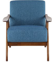 Modern Blue Accent Chair with Exposed Wood Frame - Damala-2